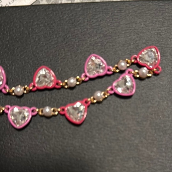 Betsey Johnson Heart Charm Necklace with Pink Accents - Picture 2 of 3
